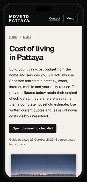 The living-costs page on a phone, rent and bills kept apart.