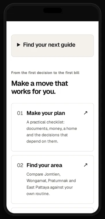The guide finder on a phone, four steps from the first decision to the first bill.